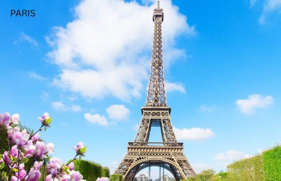 Eiffel Tower in spring or summer Paris