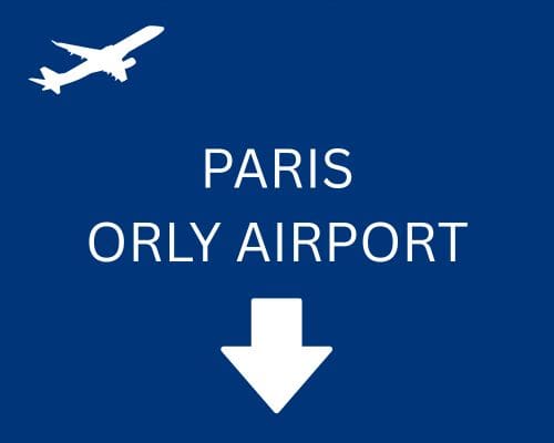 Sign for Paris Orly Airport. The second closest airport to Disneyland Paris.