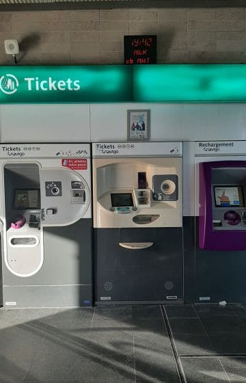 Ticket machines to purchase train tickets to Disneyland Paris