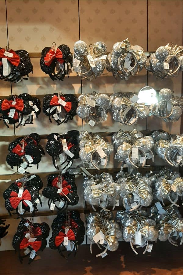 Selection of Minnie Mouse Ears in a shop at Disneyland Paris