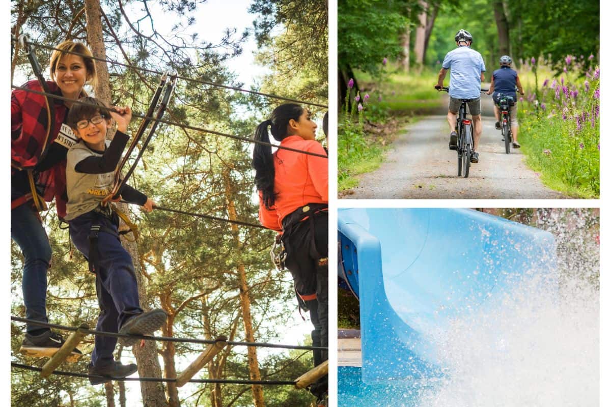 Rope Course, biking, water slides. Just 3 of the many activities that can be done at Les Villages Natures near Disneyland Paris