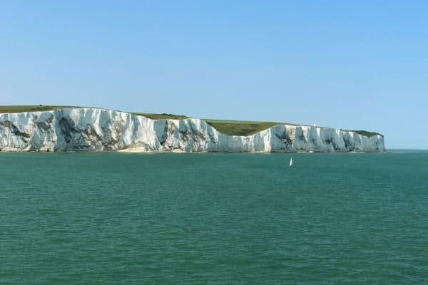 Looking out to the White Cliffs of Dover on the English coastline